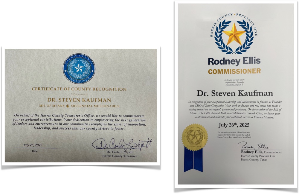 Zeus Companies Founder and CEO, Dr. Steven Kaufman Recognized for Exceptional Leadership in Finance and Real Estate